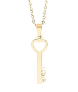 18K Gold PVD Stainless Steel Love Key Pendant Necklace