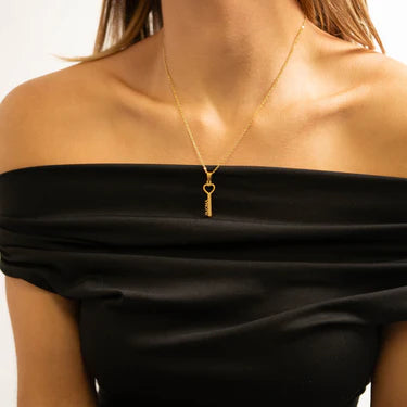 18K Gold PVD Stainless Steel Amour Key Pendant Necklace