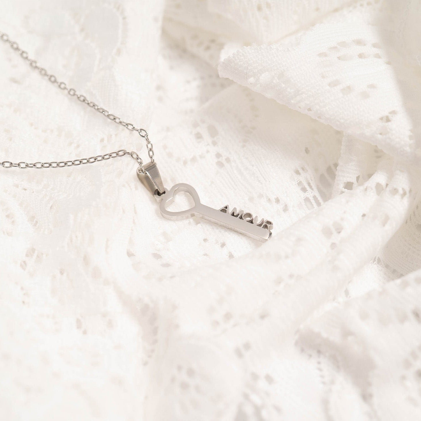 Heart Key Amour Pendant Necklace Lifestyle