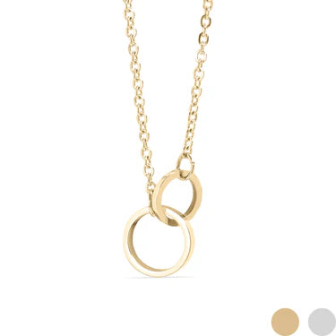 18K Gold PVD Stainless Steel Intertwined Rings Necklace