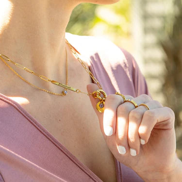 18K Gold PVD Engravable Paperclip Charm Holder Necklace