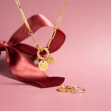 18K Gold PVD Engravable Paperclip Charm Holder Necklace