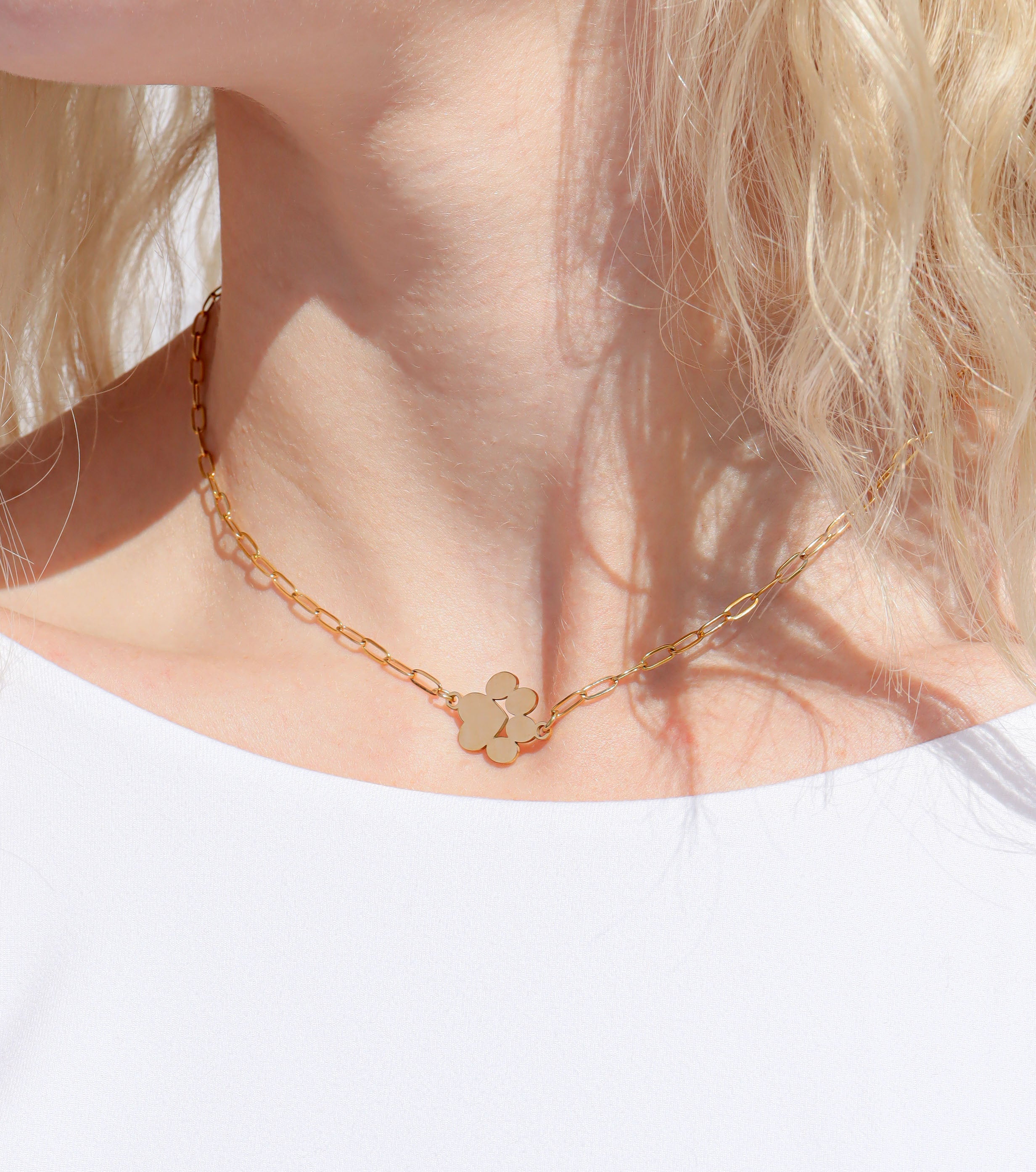 18K Gold PVD Paperclip Connector Chain Necklace