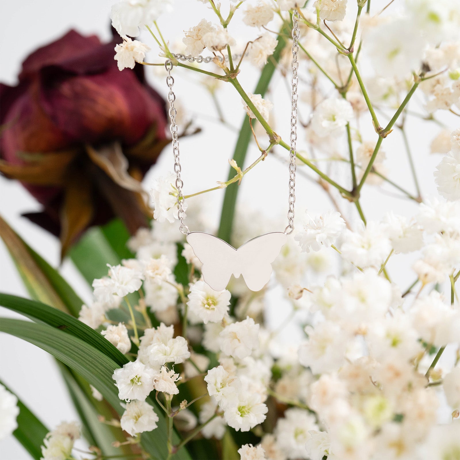 Engravable Butterfly Necklace Lifestyle