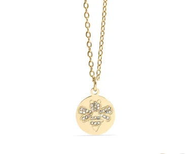 18K Gold PVD Stainless Steel Stone Bee Pendant Necklace