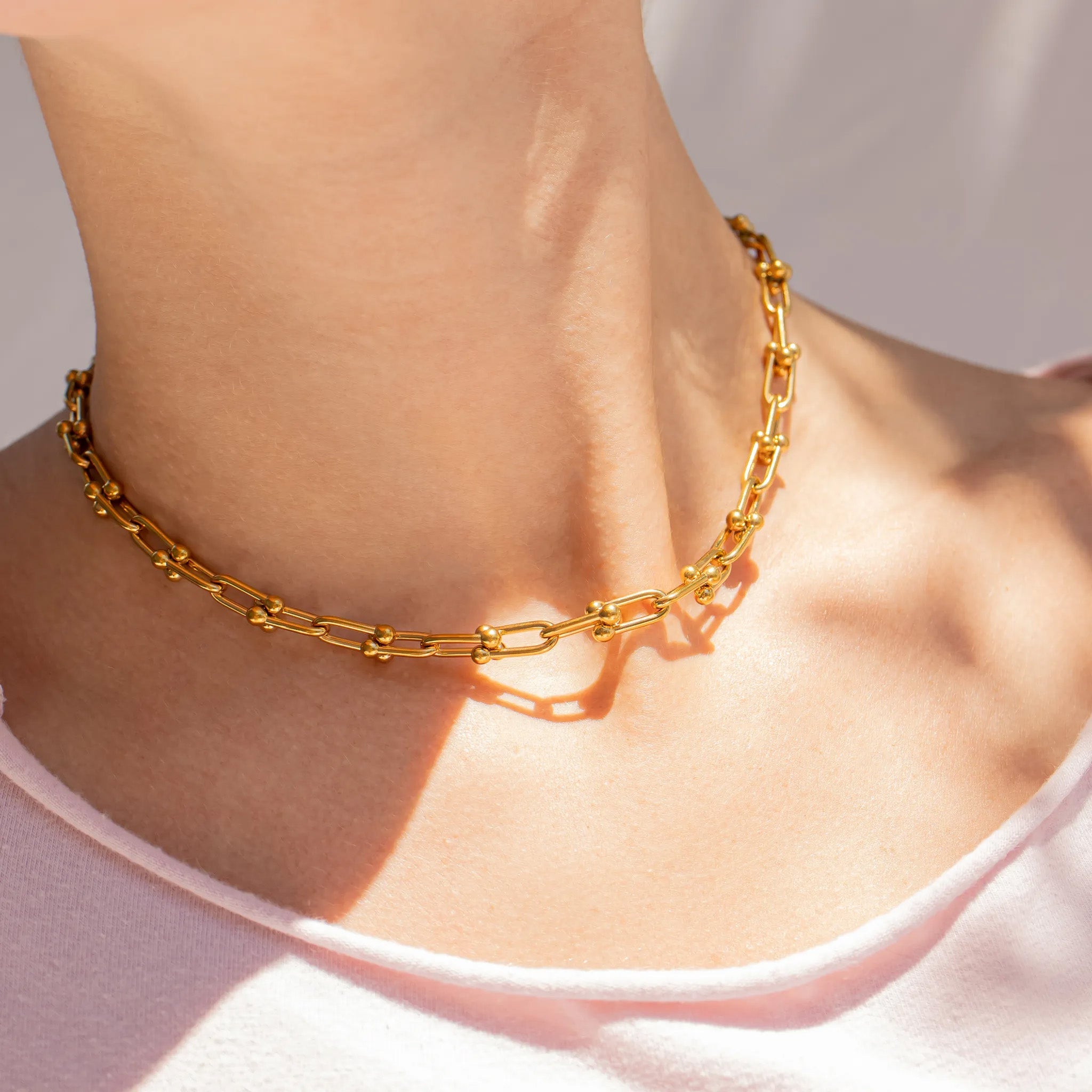 Gold Hardware Necklace – 18K Gold PVD Stainless Steel Chain | Tarnish Resistant Jewelry