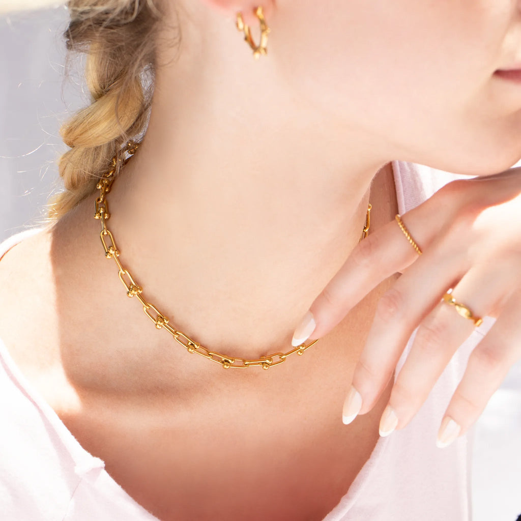 Gold Hardware Necklace – 18K Gold PVD Stainless Steel Chain | Tarnish Resistant Jewelry