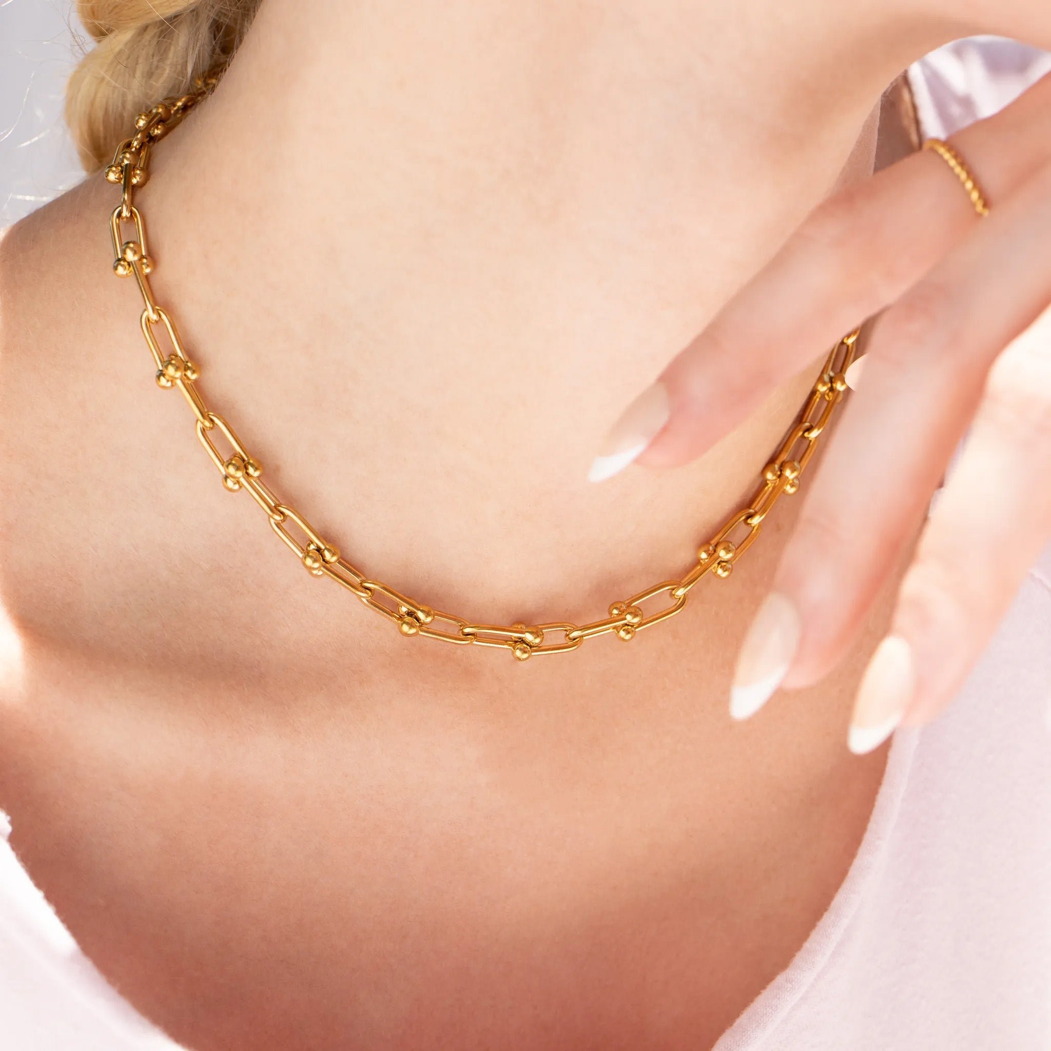 Gold Hardware Necklace – 18K Gold PVD Stainless Steel Chain | Tarnish Resistant Jewelry