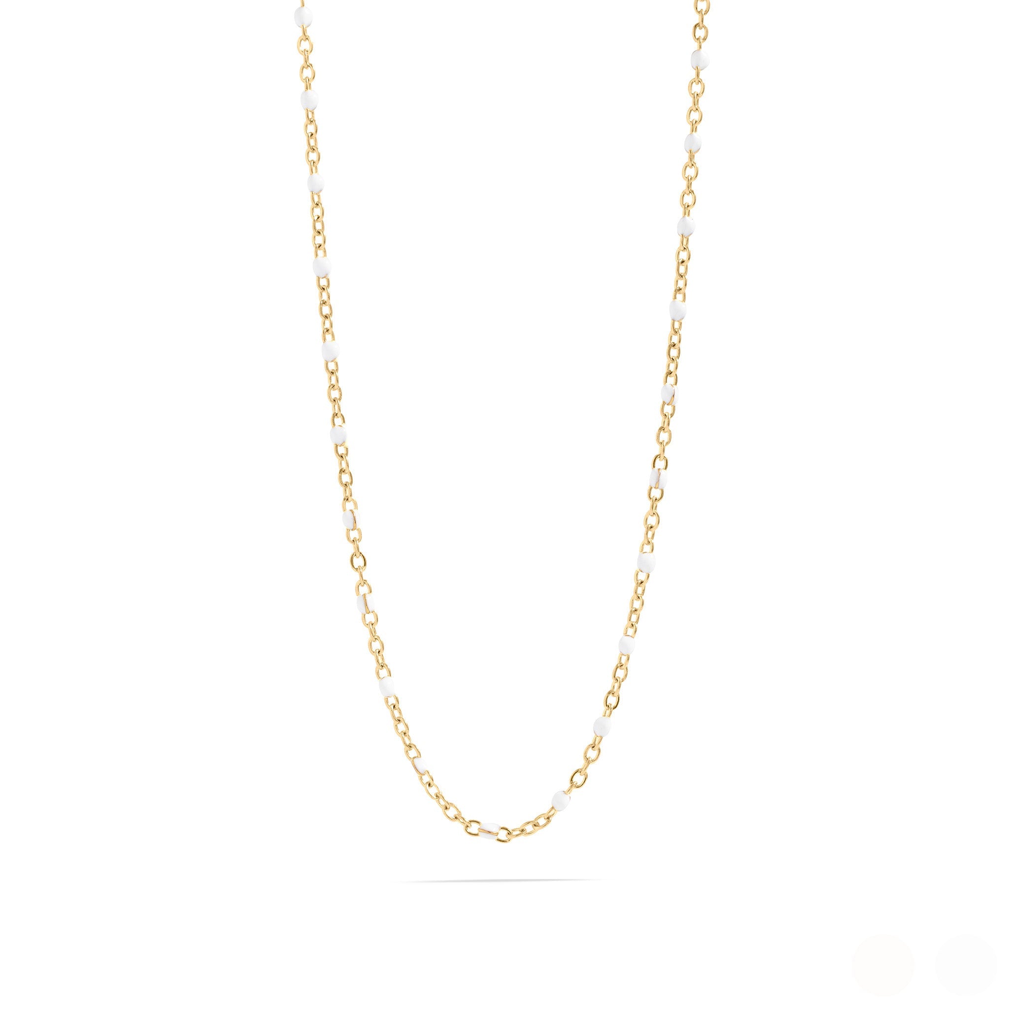 18K Gold Chain Necklace – Tarnish Resistant Stainless Steel With White Enamel Confetti