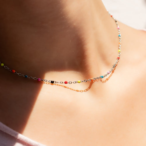 Multi Confetti Chain Necklace