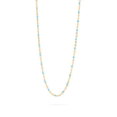 18K Gold Stainless Steel Turquoise Chain Necklace