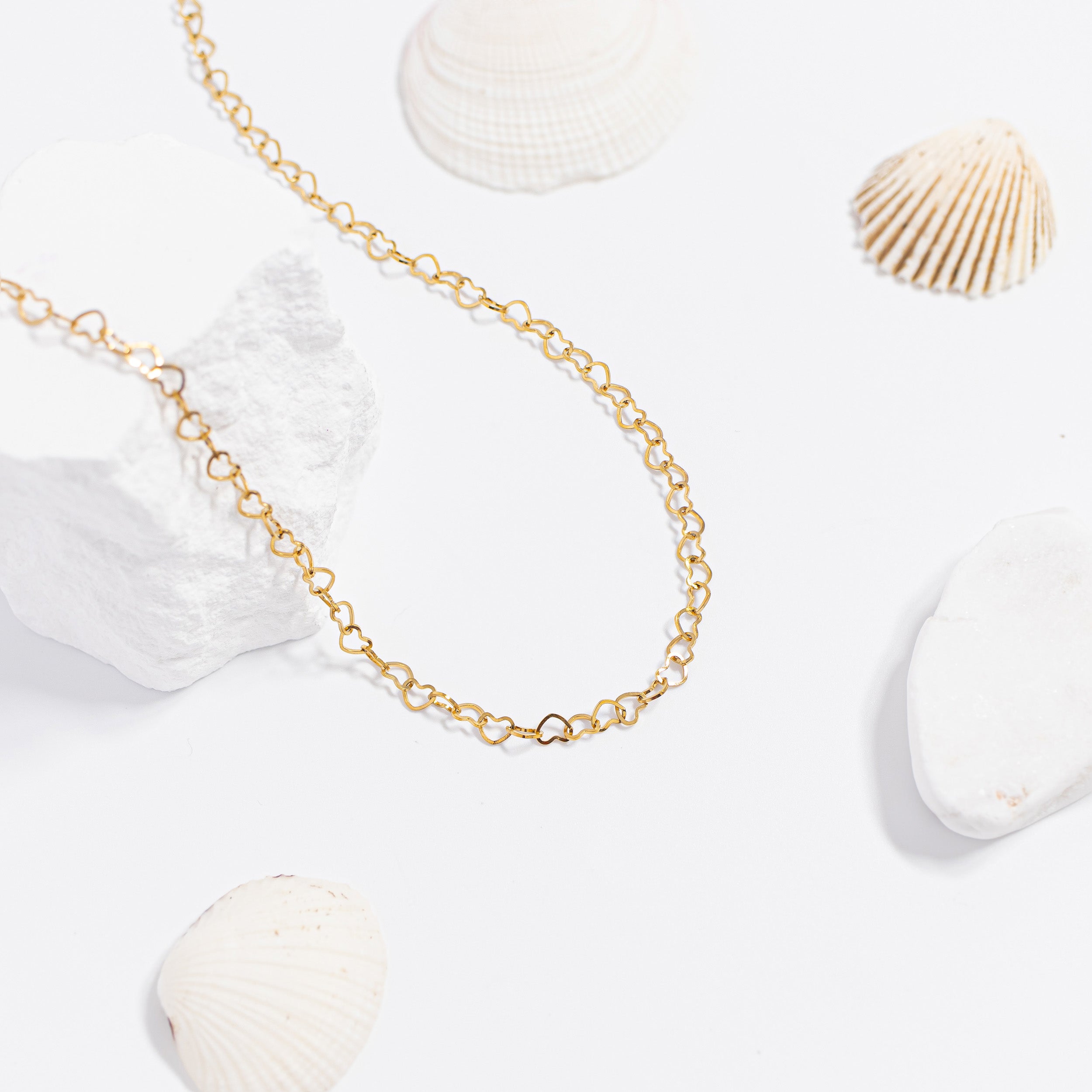 Gold Heart Necklace – 18K PVD Gold Stainless Steel Hypoallergenic Chain Jewelry