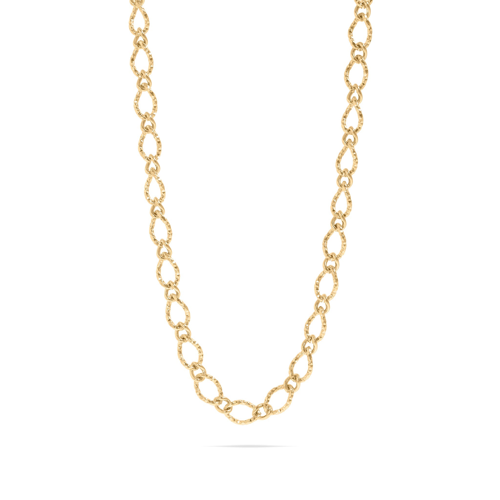 Gold Hammered Chain Necklace – 18K Gold PVD Stainless Steel Oval Link