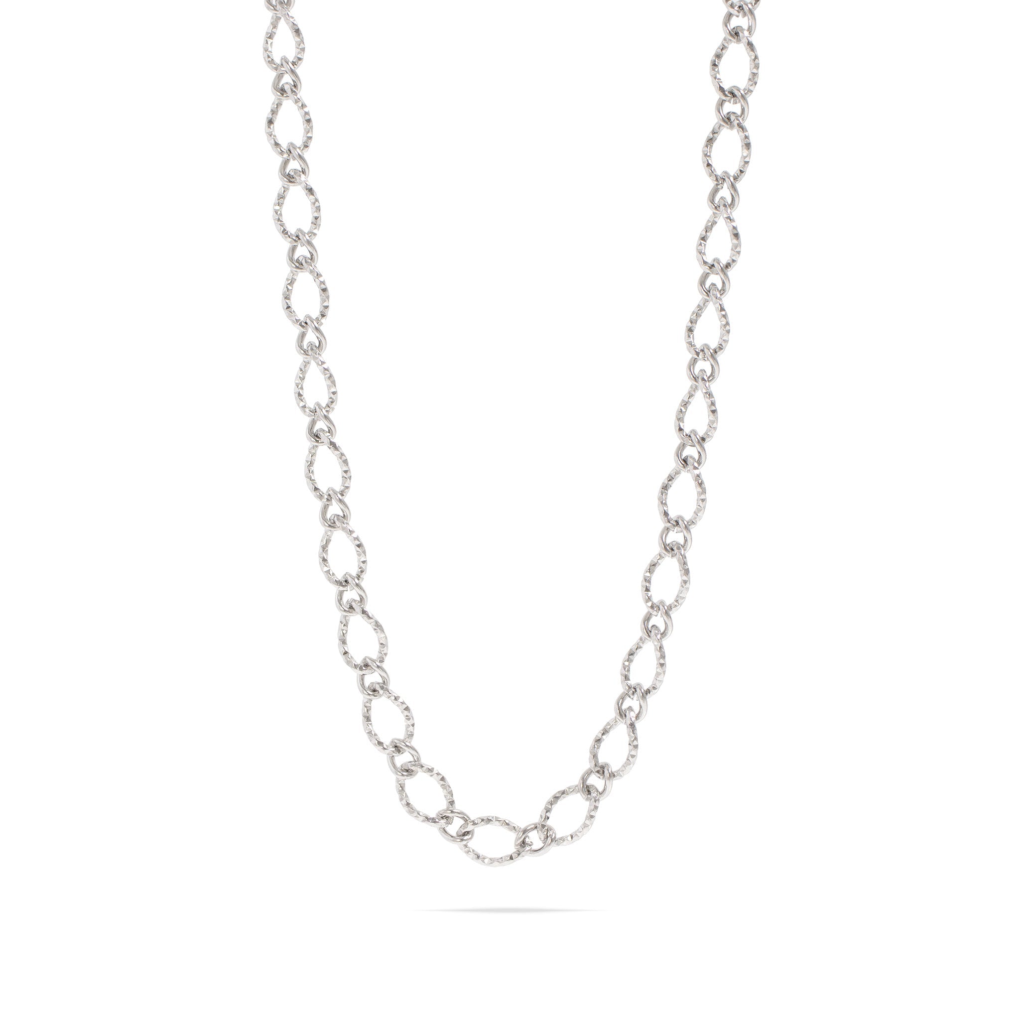 Gold Hammered Chain Necklace – 18K Gold PVD Stainless Steel Oval Link