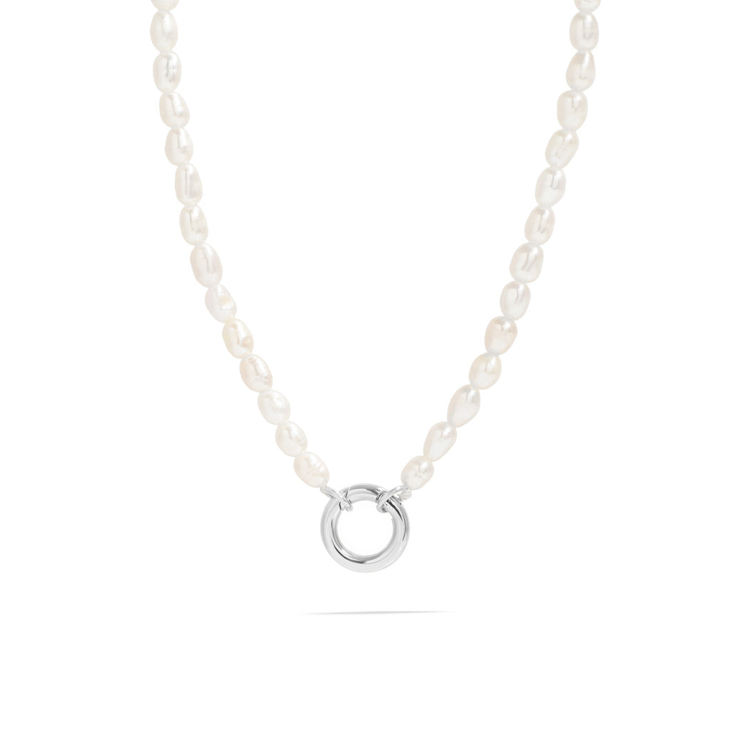 Freshwater Pearl Necklace – 18K Gold Charm Holder | Waterproof Stainless Steel Jewelry