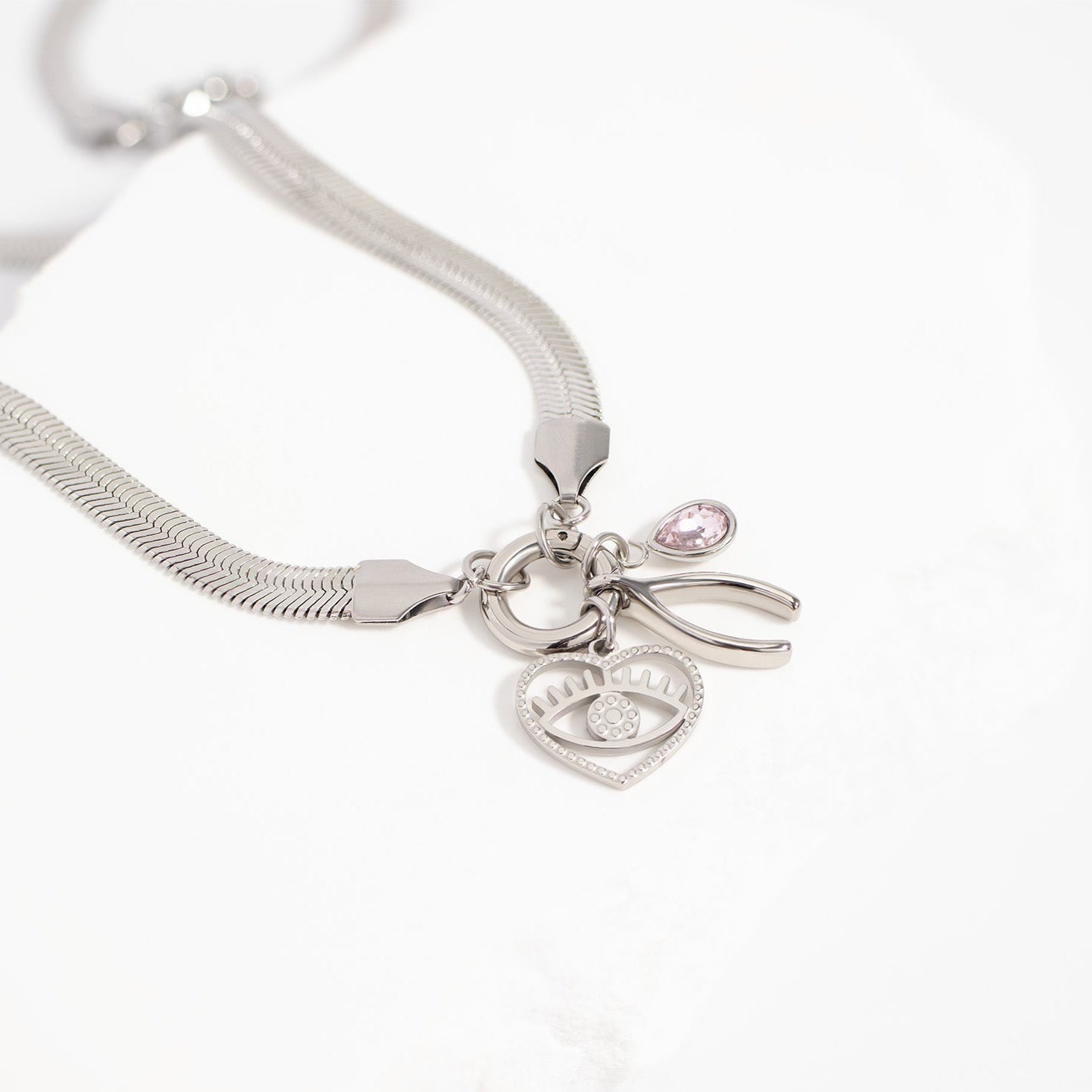 Herringbone Charm Keeper – 18K Gold Stainless Steel Necklace With Durable Charm Holder