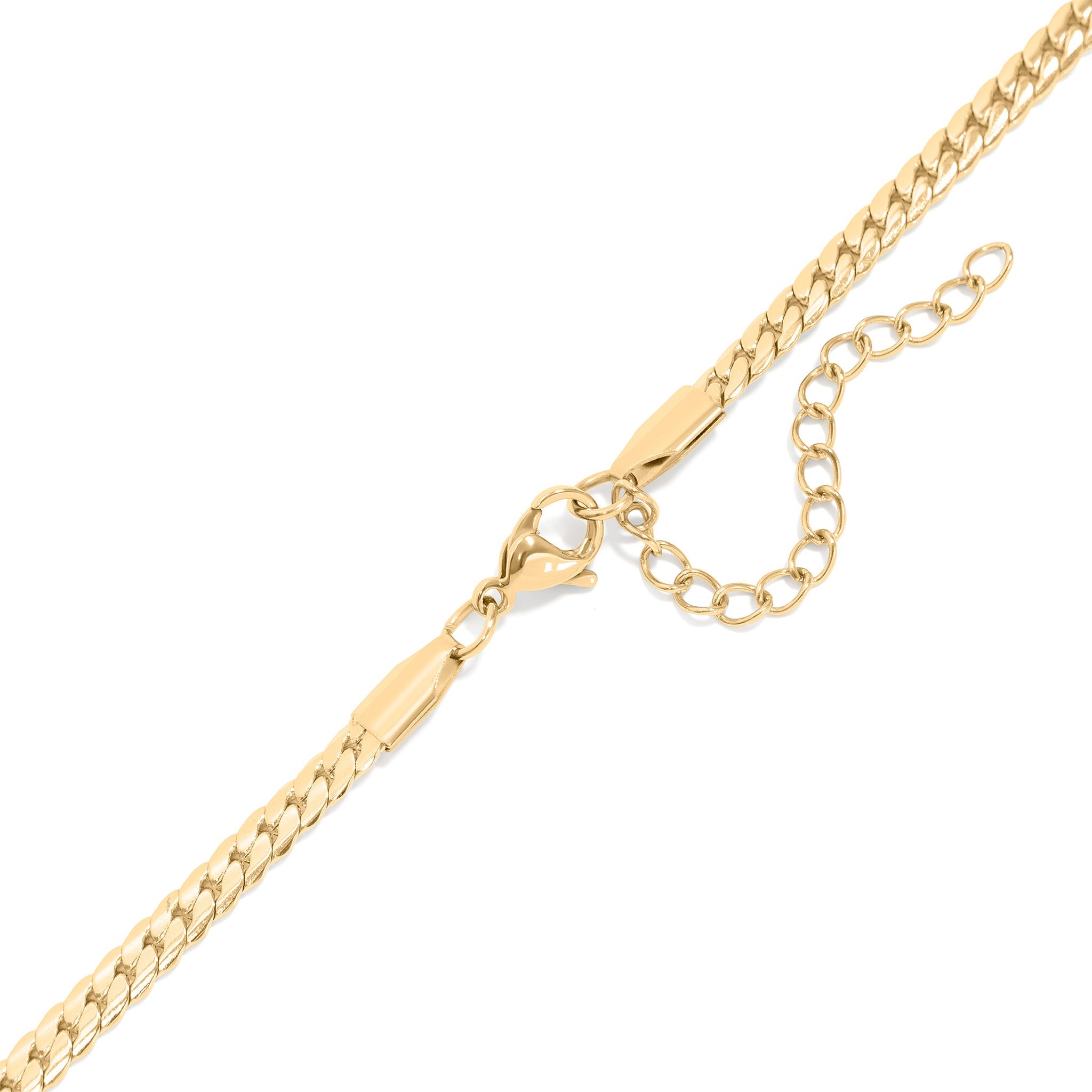 18K Gold Curb Necklace – Stainless Steel Charm Holder | Tarnish Resistant Jewelry
