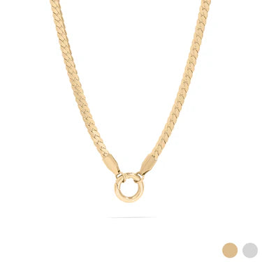 18K Gold PVD Stainless Steel Curb Chain Charm Holder Necklace