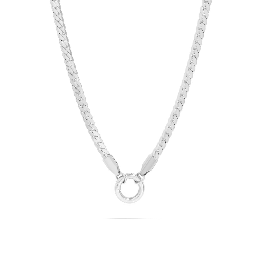 18K Gold Curb Necklace – Stainless Steel Charm Holder | Tarnish Resistant Jewelry
