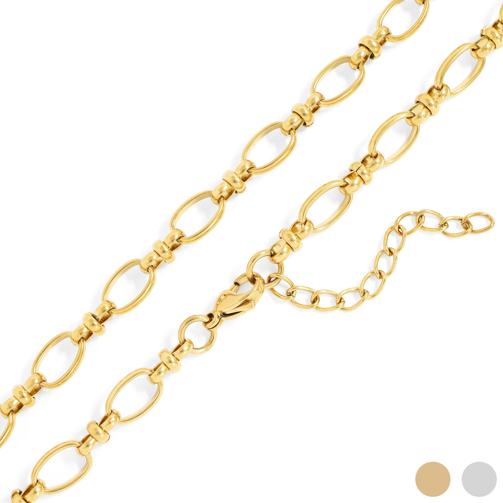 Gold Charm Necklace – 18K PVD Coated Stainless Steel Circle Chain for Layering