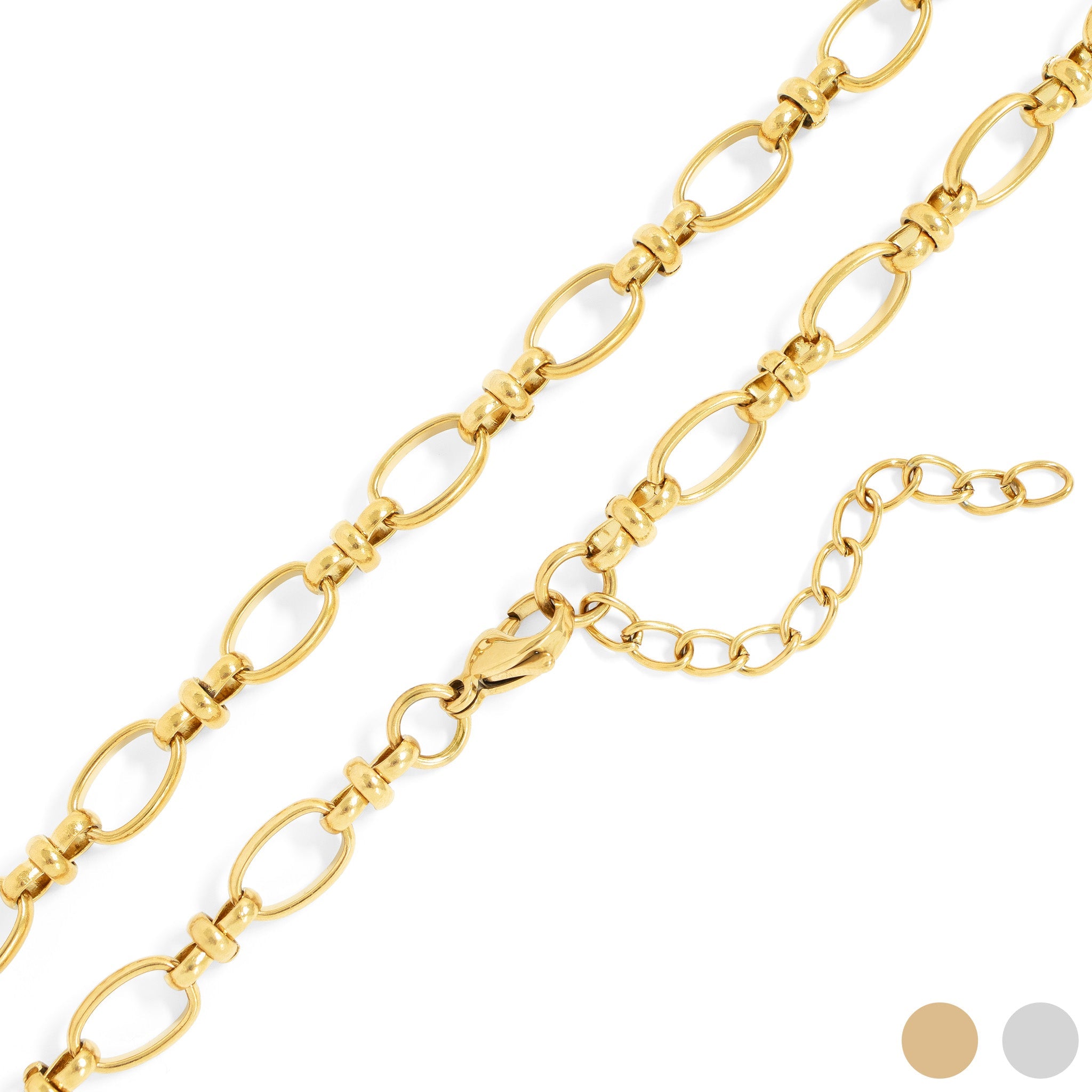 Gold Charm Necklace – 18K PVD Coated Stainless Steel Circle Chain for Layering