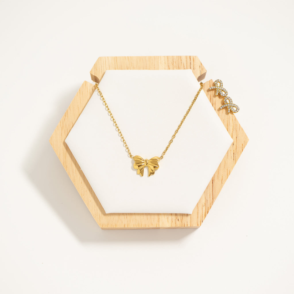 18K Gold Bow Earrings – Lightweight Hypoallergenic Stainless Steel Studs