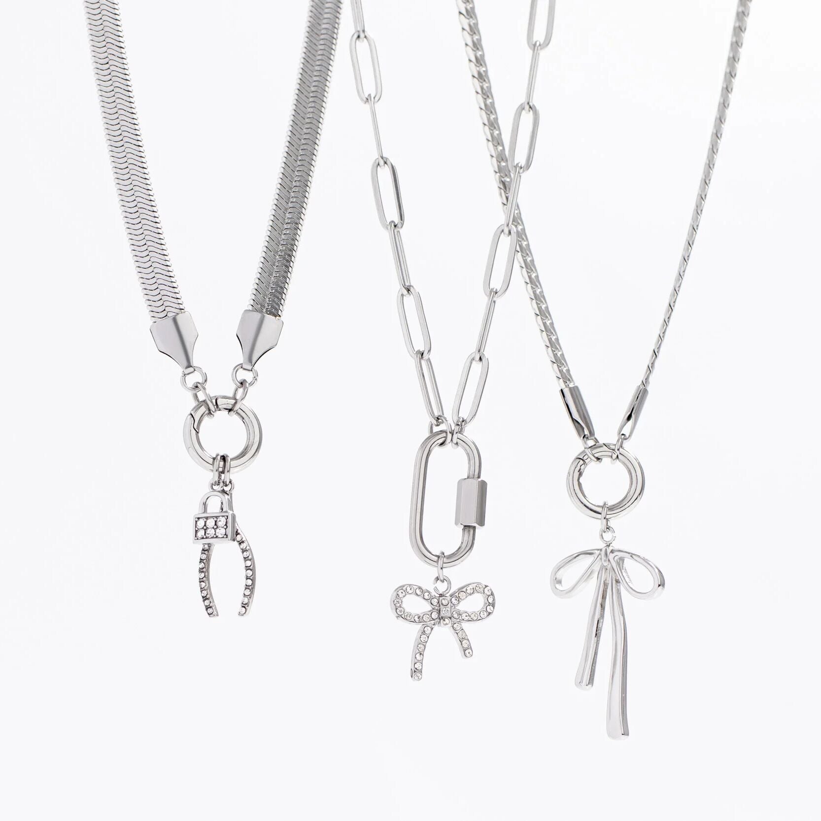 Paperclip Carabiner Necklace – Gold Charm Holder With Secure Screw Clasp