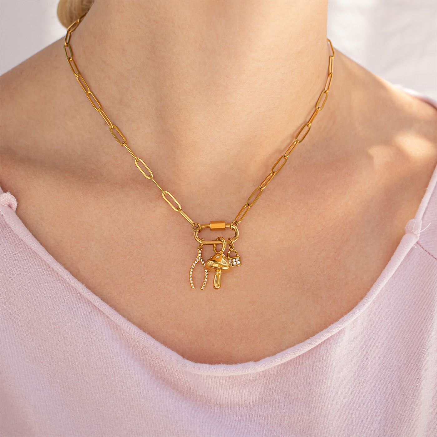 Gold Mushroom Charm – 18K Gold Pendant | Hypoallergenic Stainless Steel Jewelry