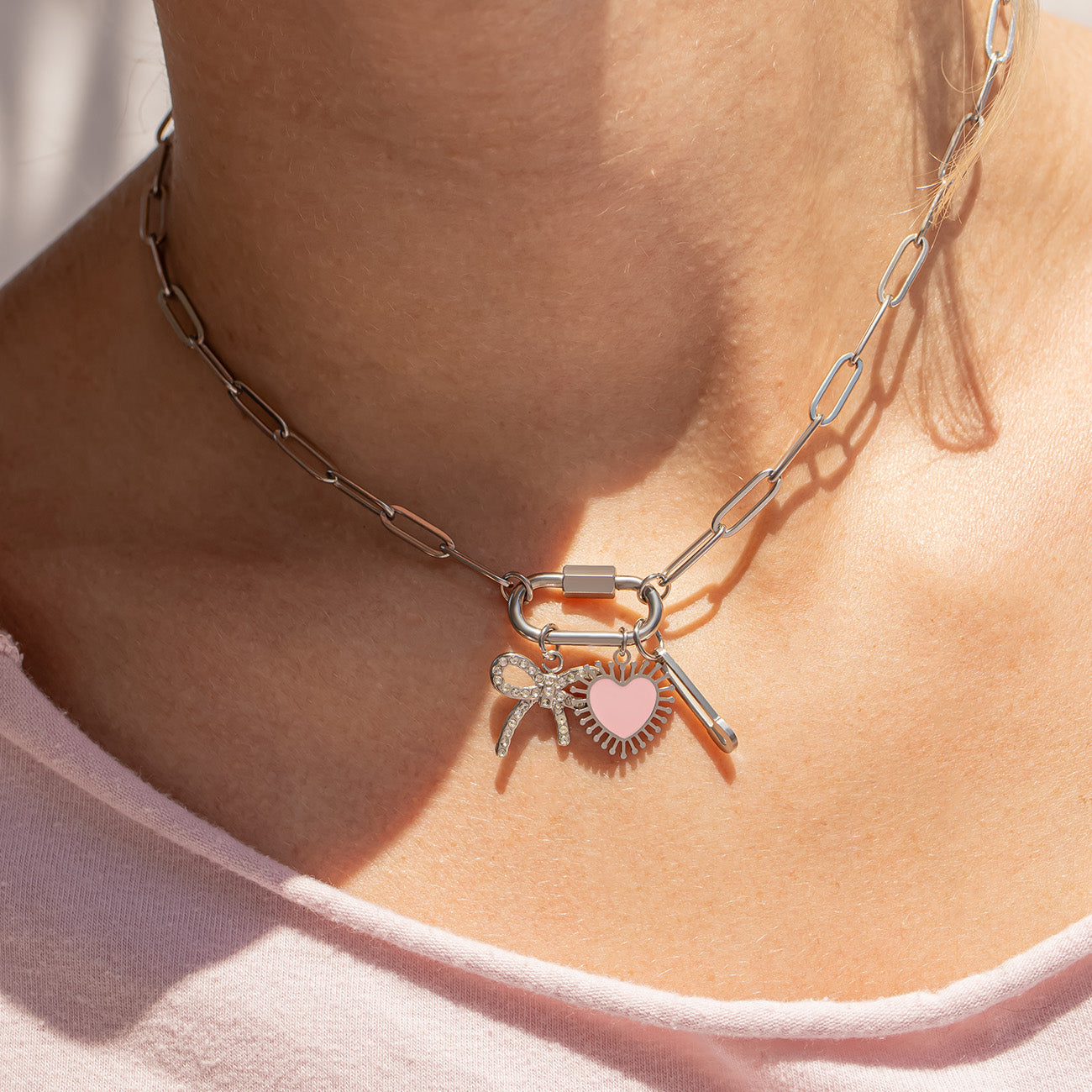 Stainless Steel Bow Charm – Sparkling Rhinestone Bracelet Pendant | Hypoallergenic Jewelry Gift