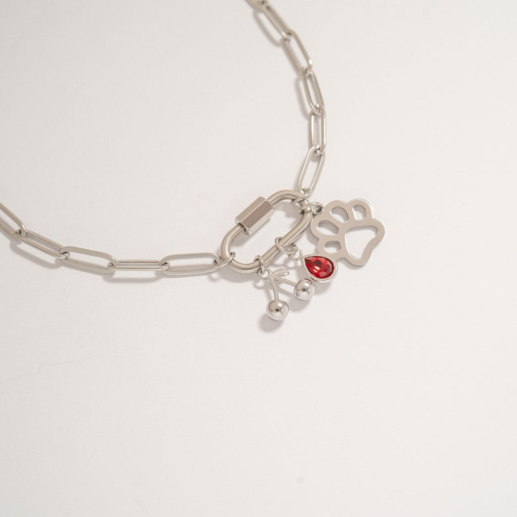 18K Gold Cherry Charm – Stainless Steel, Red Enamel, Hypoallergenic Jewelry Design