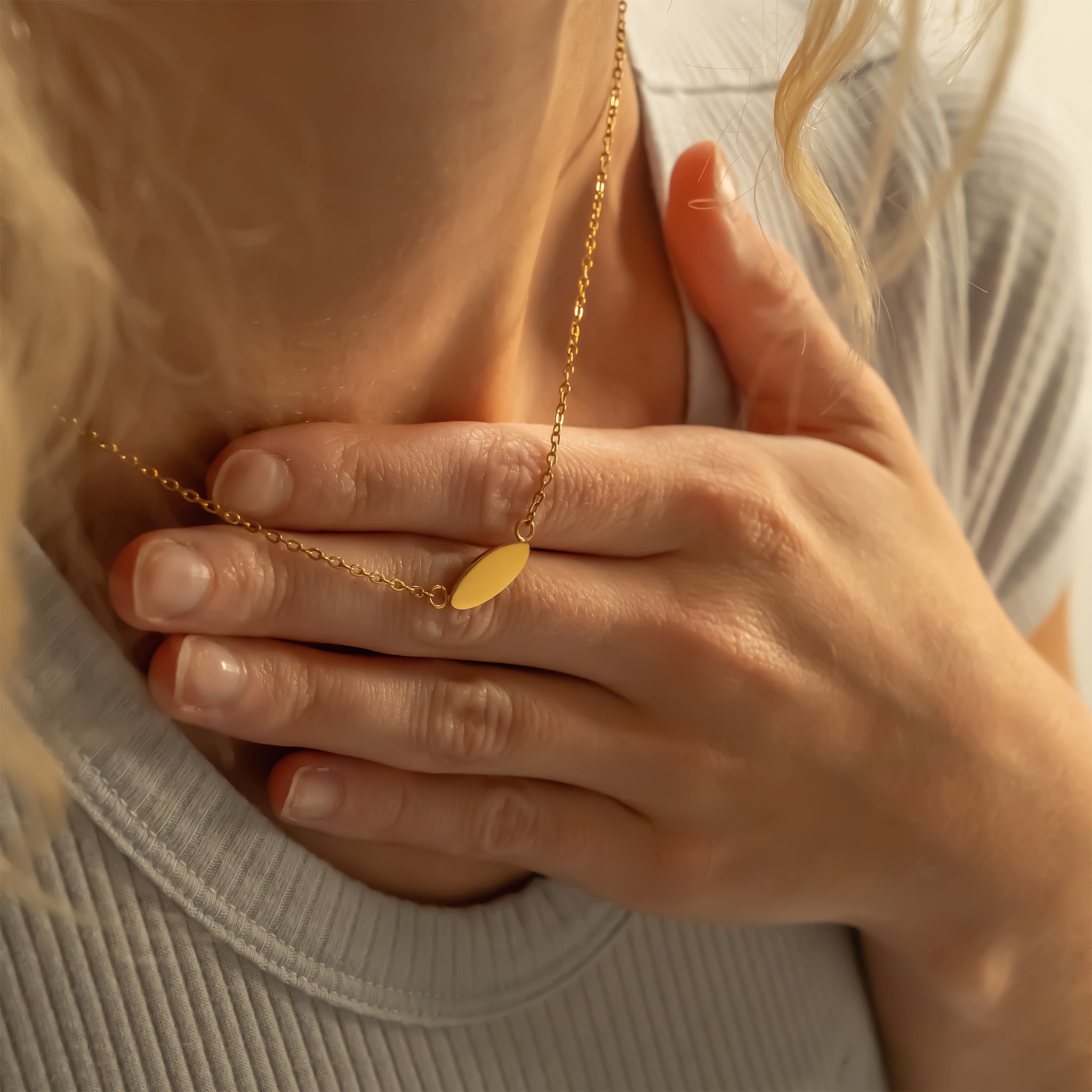18K Gold PVD Stainless Steel Blank Necklace