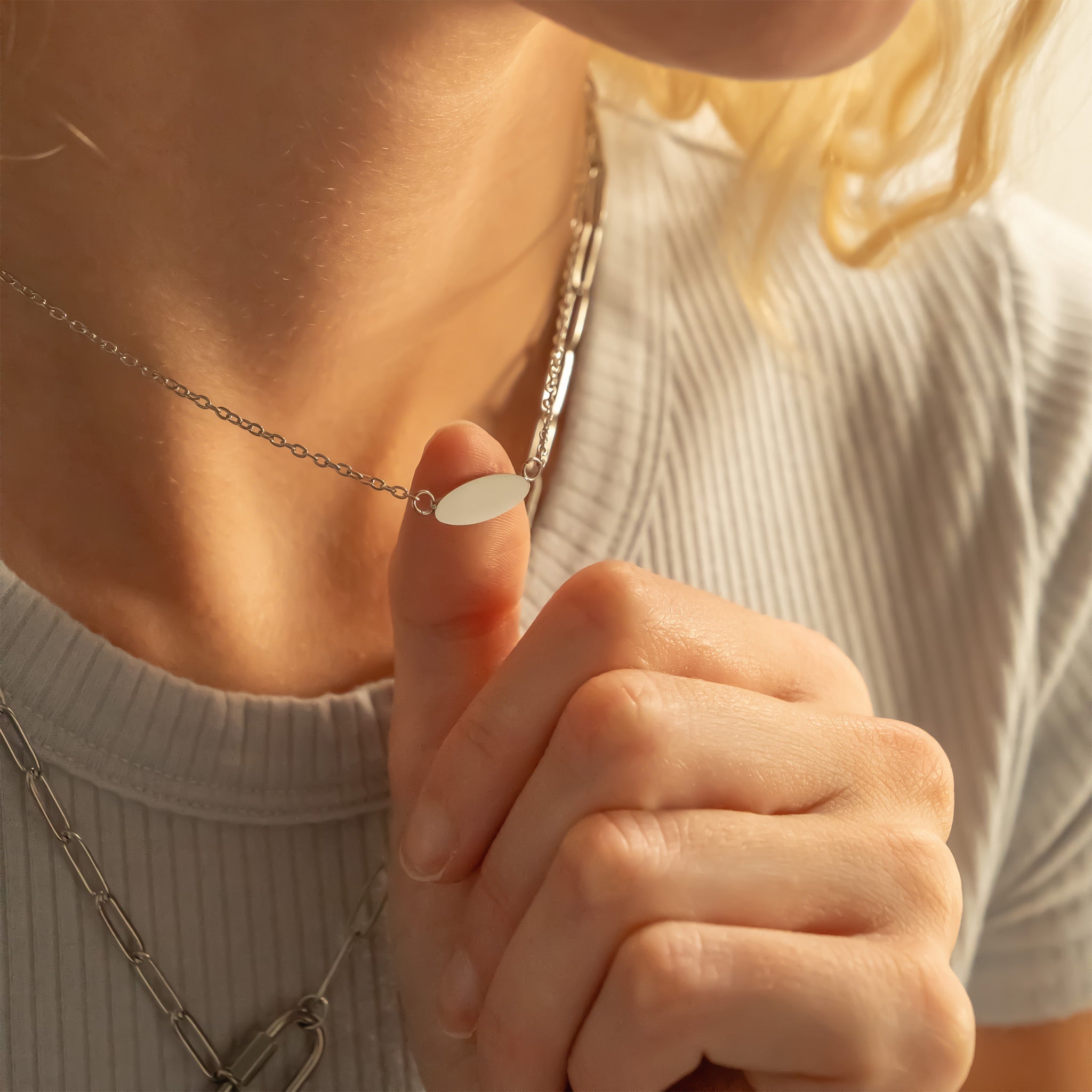 Silver / 18K Gold PVD Stainless Steel Blank Necklace