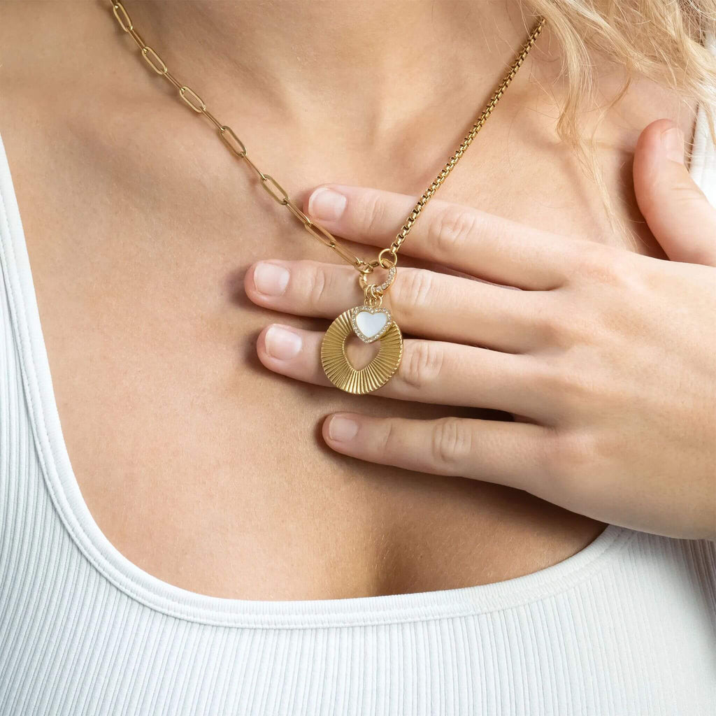 18K Gold Split Chain – Durable Stainless Steel Necklace with Stone Charm Holder