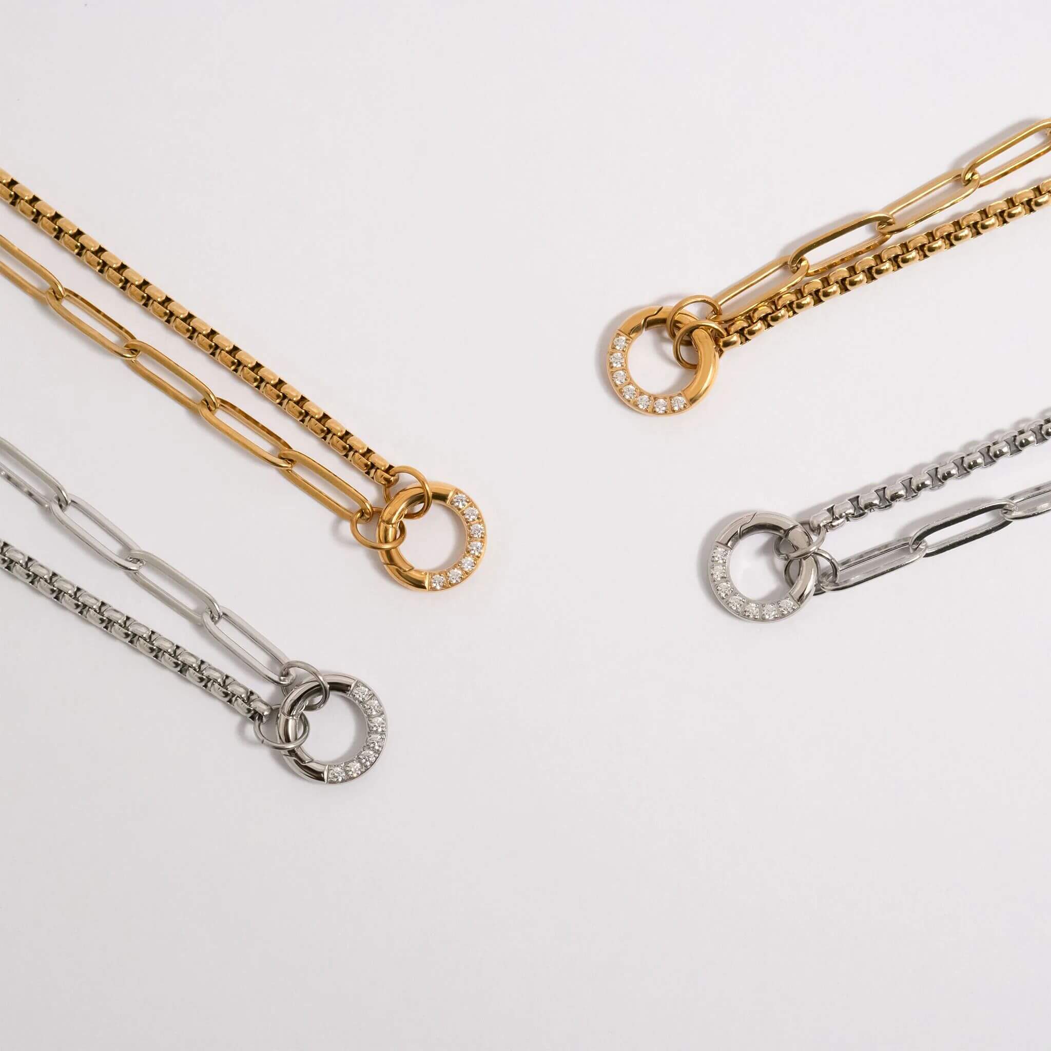 18K Gold Split Chain – Durable Stainless Steel Necklace with Stone Charm Holder