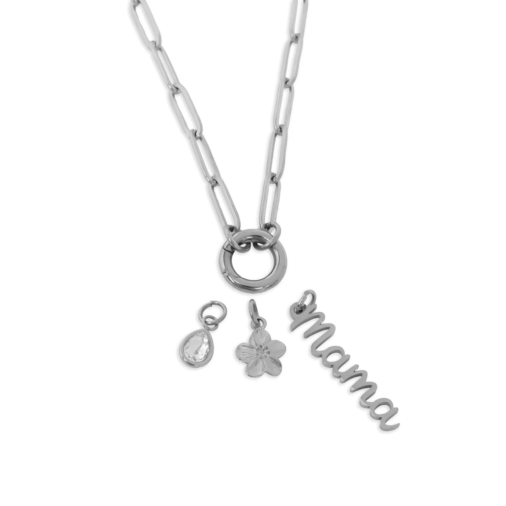 Mama Charm Necklace – Customizable Gold Stainless Steel Charm Holder Gift Set