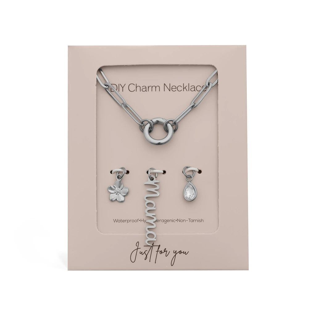 Mama Charm Necklace – Customizable Gold Stainless Steel Charm Holder Gift Set