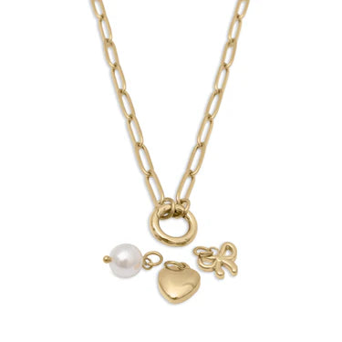 18K Gold PVD Stainless Steel Bow Charm Holder Necklace Gift Set