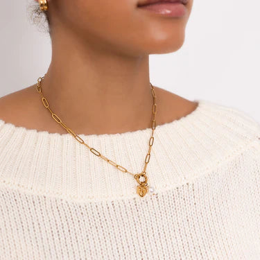 18K Gold PVD Stainless Steel Bow Charm Holder Necklace Gift Set