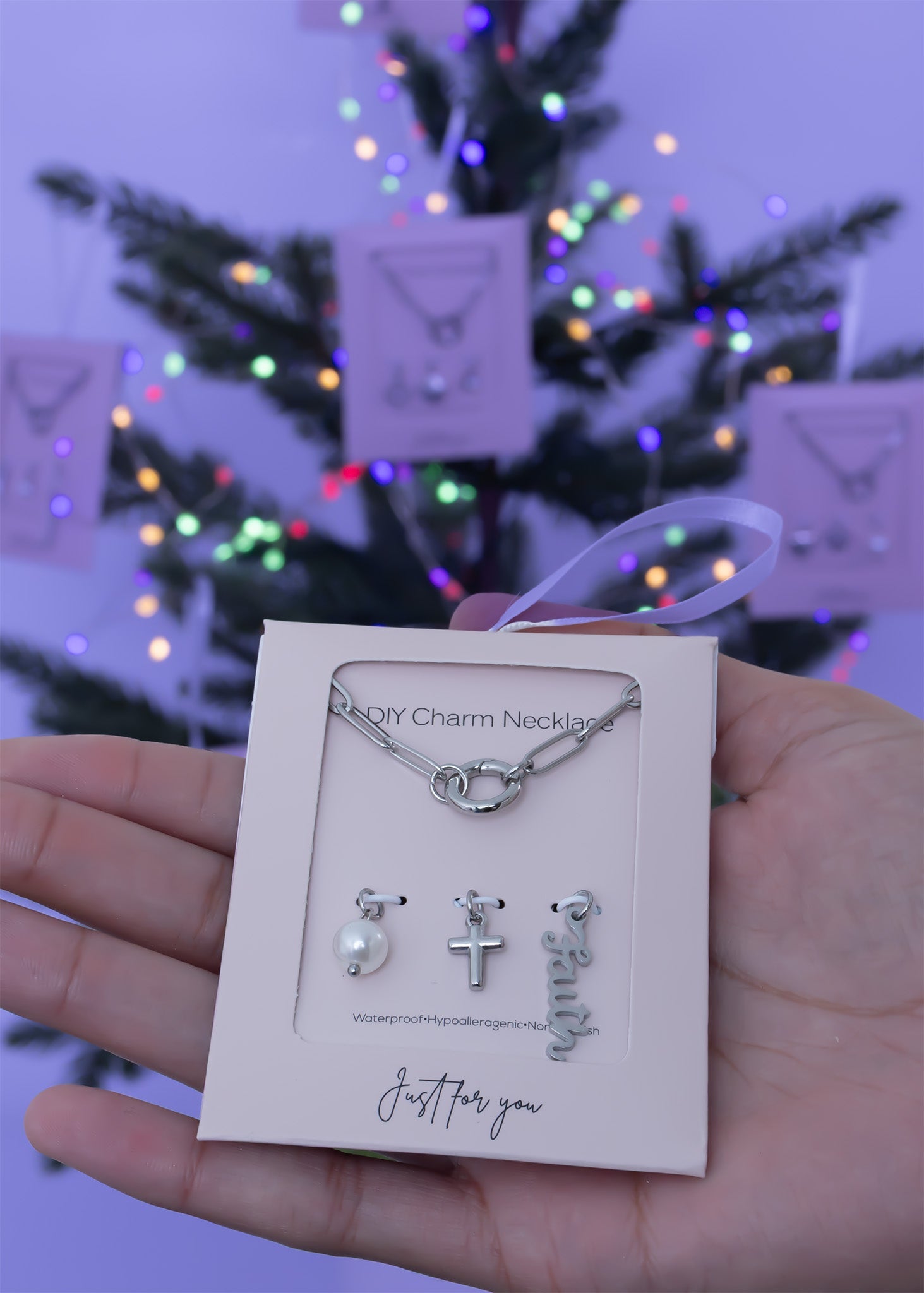 Faith Charm Necklace – 18K Gold Plated Stainless Steel Paperclip Holder Gift Set