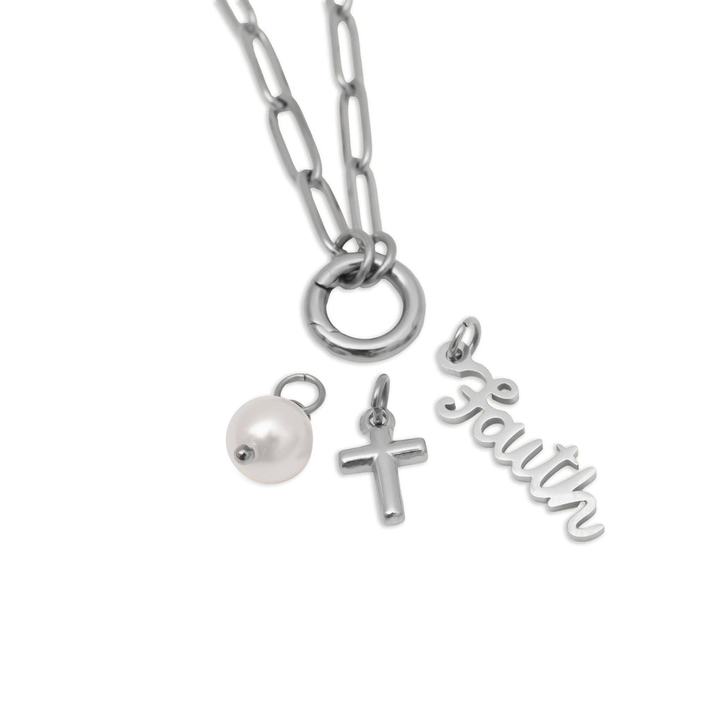 Faith Charm Necklace – 18K Gold Plated Stainless Steel Paperclip Holder Gift Set