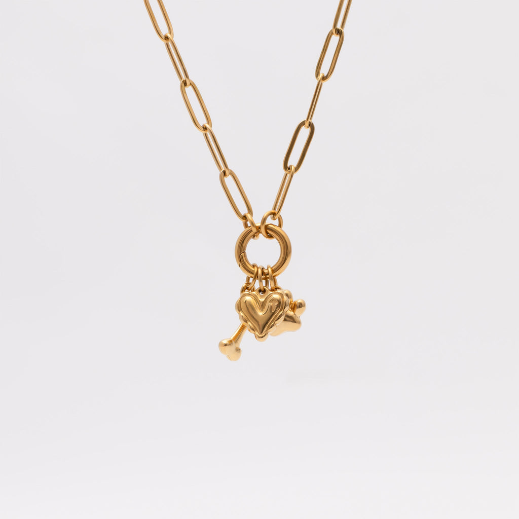 Pet Charm Necklace – Adjustable Gold Stainless Steel Paperclip Charm Holder