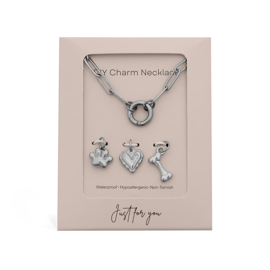 Pet Charm Necklace – Adjustable Gold Stainless Steel Paperclip Charm Holder