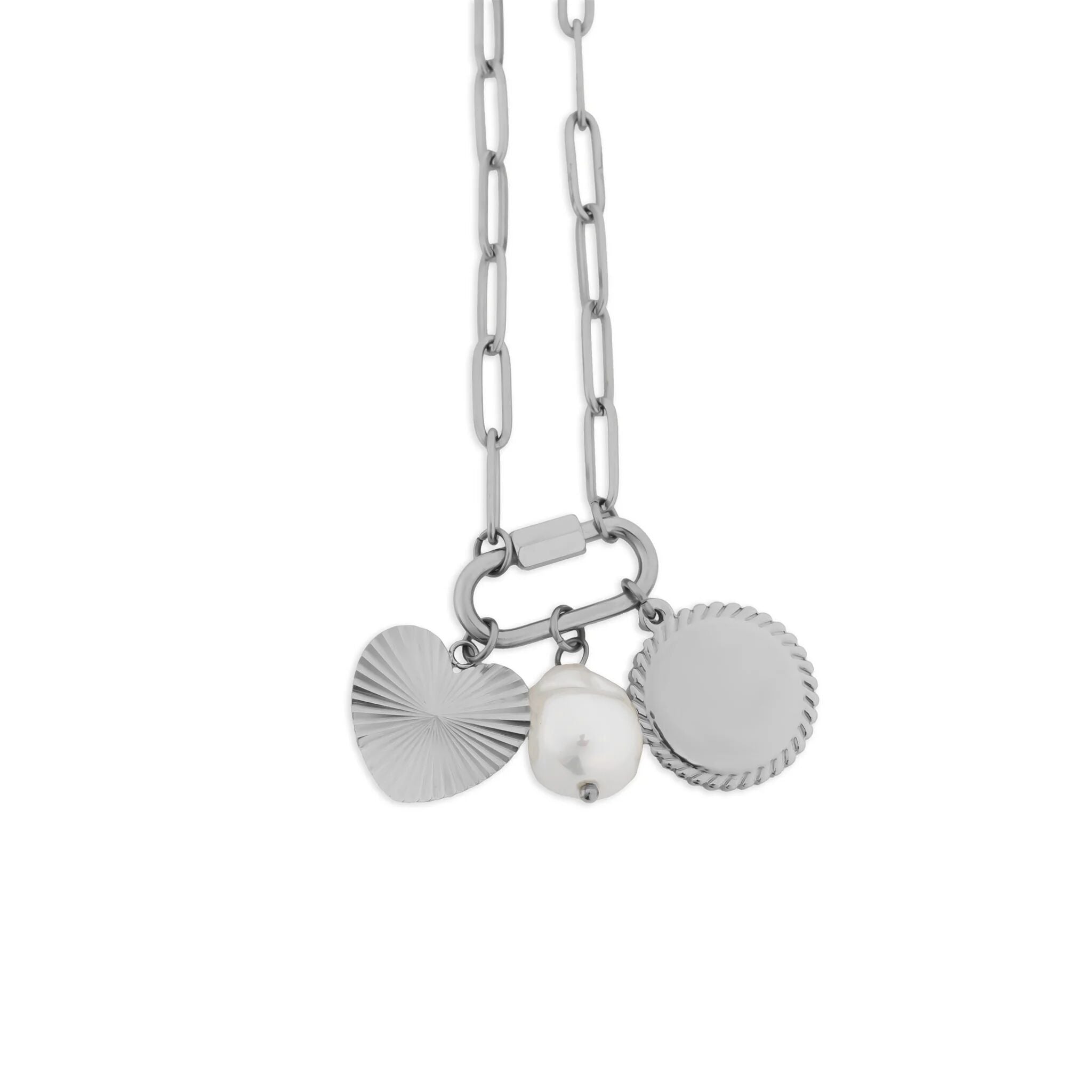 Pearl Sunburst Necklace – 18K Gold PVD Stainless Steel Charm Holder Set