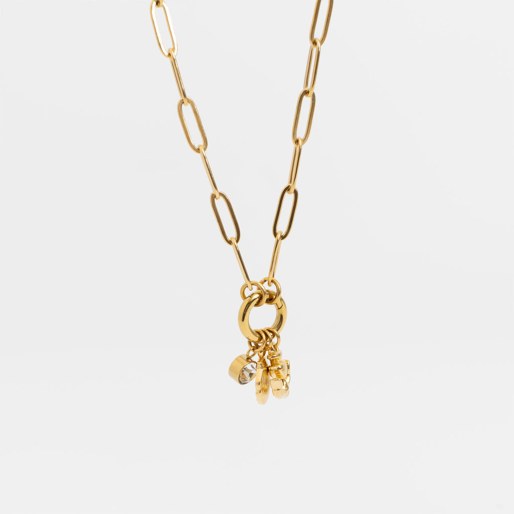 Gold Charm Necklace – Nautical Shell & Anchor Stainless Steel Jewelry Set