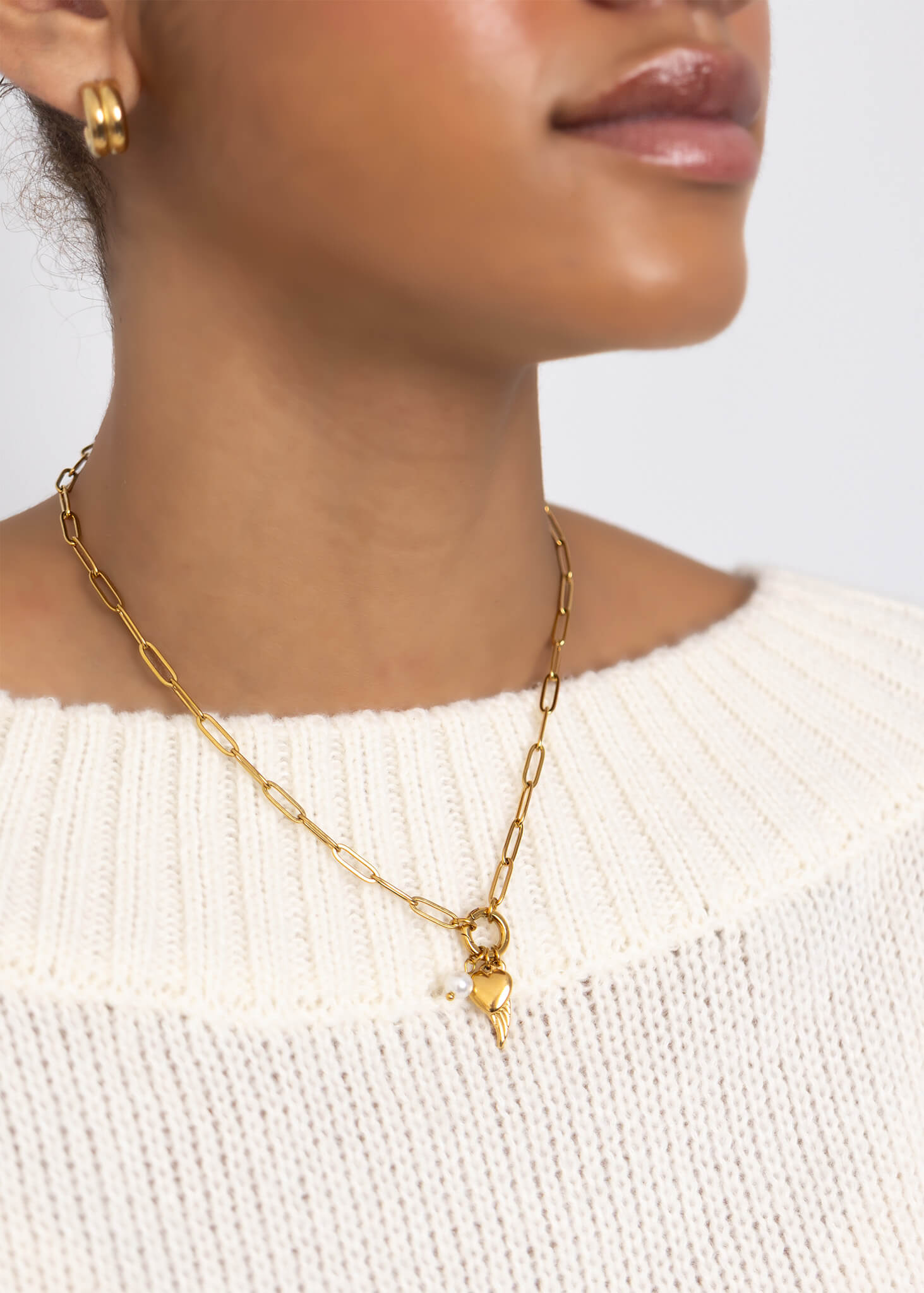 Angel Wing Necklace – Gold Charm Paperclip Holder | Stainless Steel Gift Set