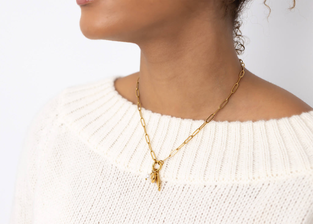 Angel Wing Necklace – Gold Charm Paperclip Holder | Stainless Steel Gift Set