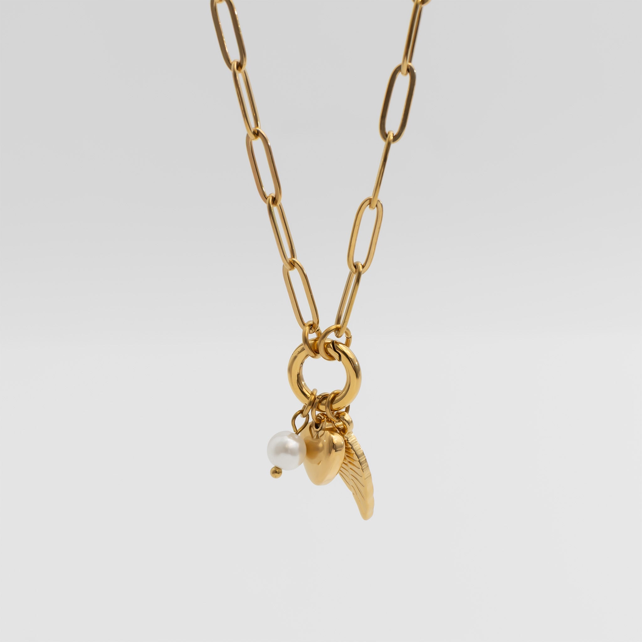 Angel Wing Necklace – Gold Charm Paperclip Holder | Stainless Steel Gift Set