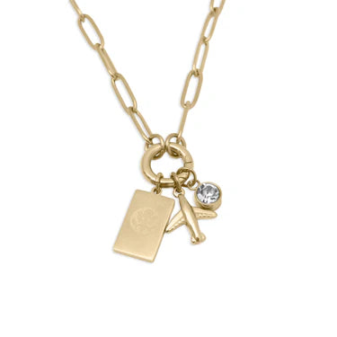 18K Gold PVD Stainless Steel Travel Charm Holder Necklace Set