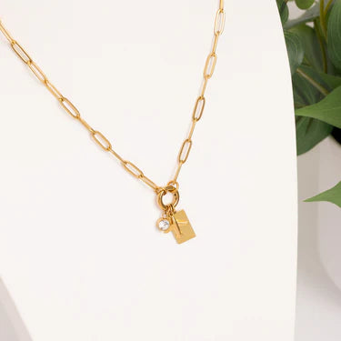 18K Gold PVD Stainless Steel Travel Charm Holder Necklace Set