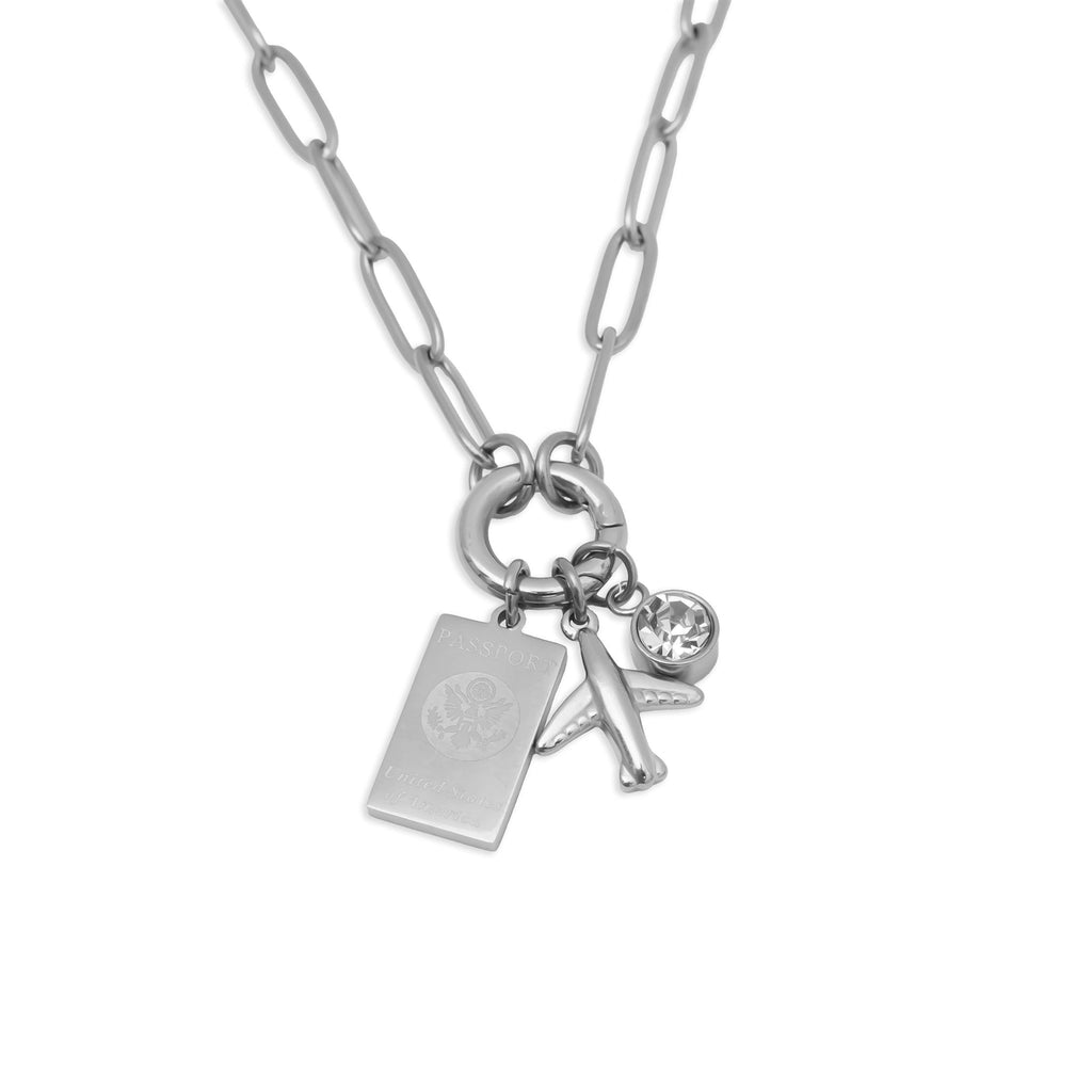 Gold Charm Necklace – 18K Gold Jewelry Travel Charm Holder Gift Set